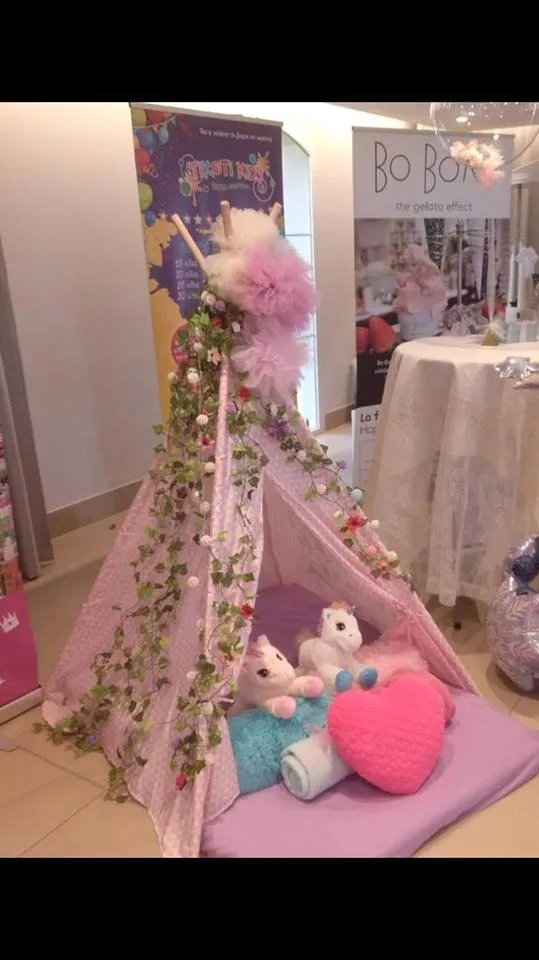 Tipis decorados para una fiesta de pijamas infantil